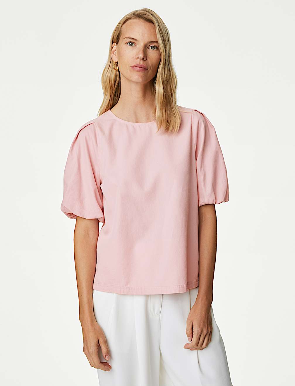 Pure Cotton Puff Sleeve Blouse