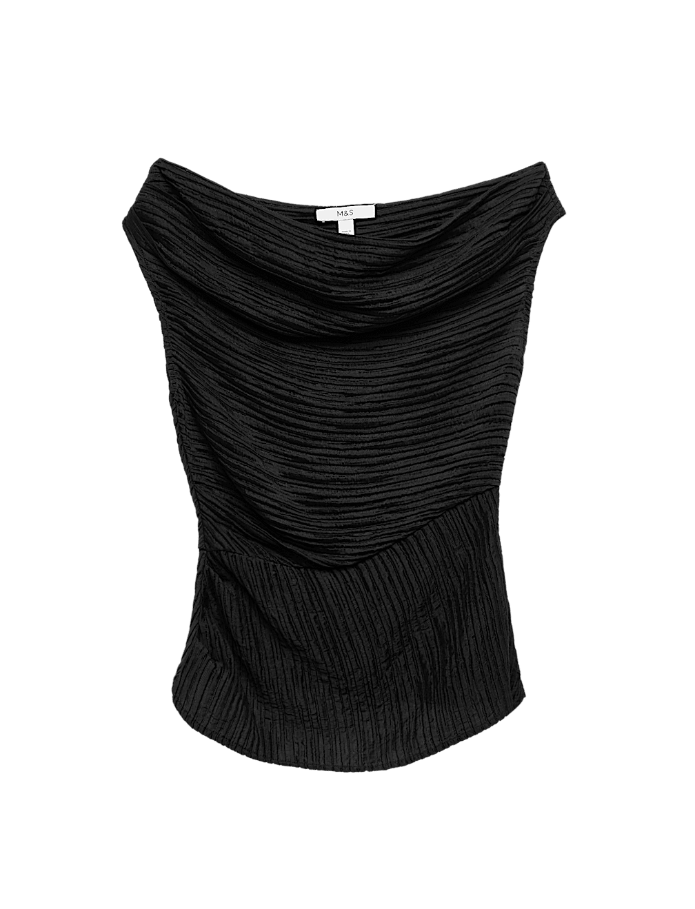 Plisse Asymmetric Neck Bardot Top