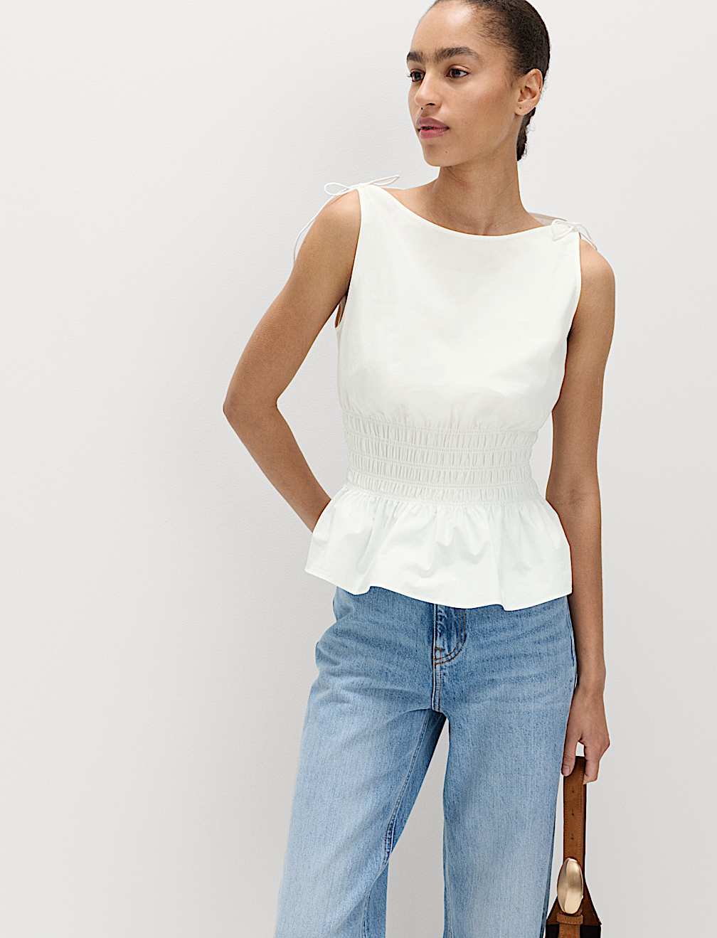 Pure Cotton Shirred Top