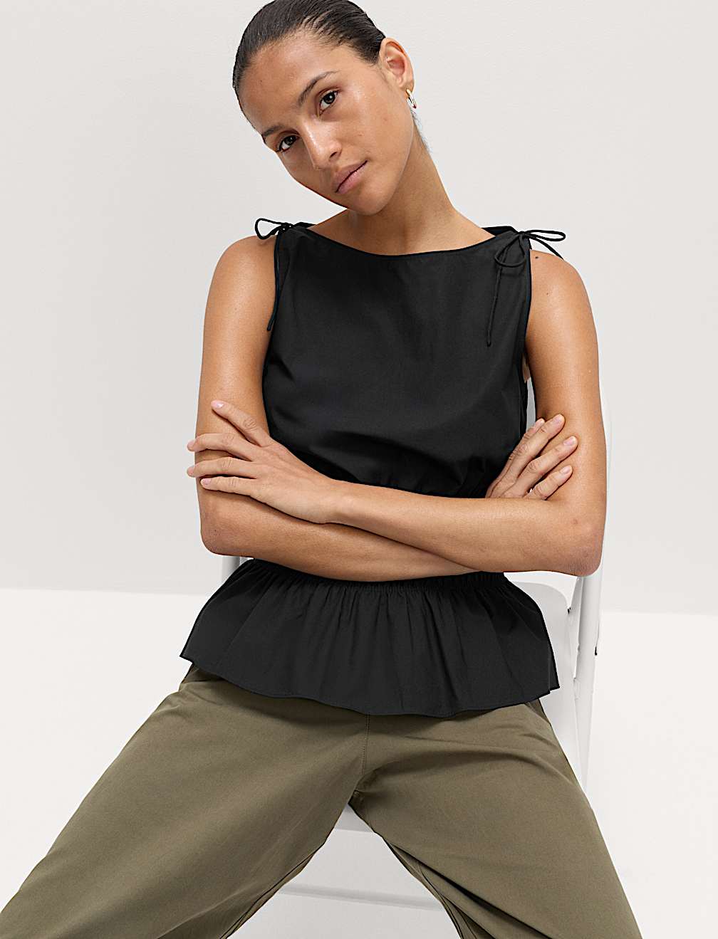 Pure Cotton Shirred Top