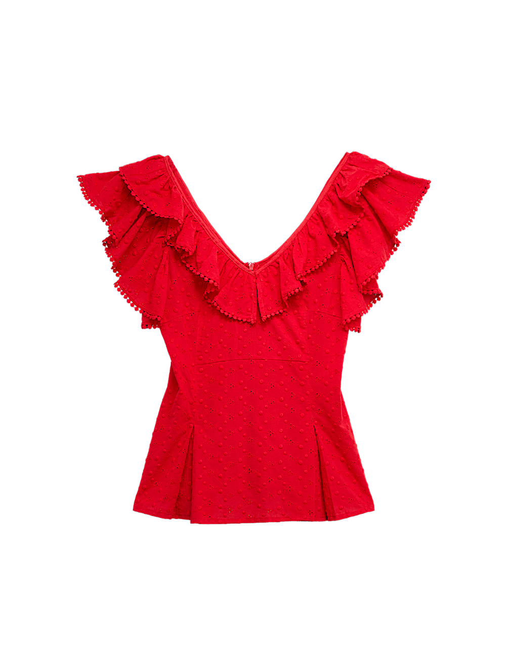 Embroidered Frill Detail Top