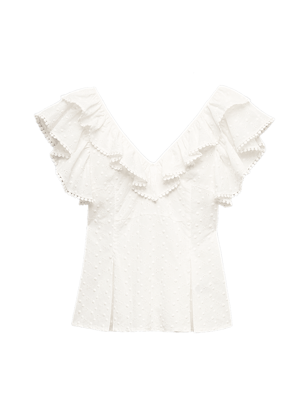Embroidered Frill Detail Top