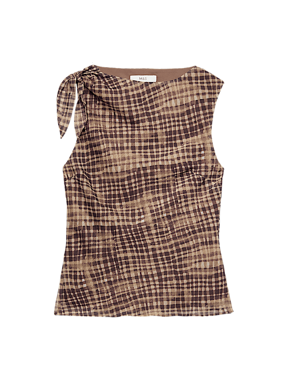 Checked Asymmetric Tie Detail Top