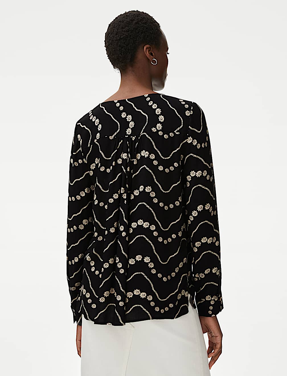 Printed Tie Neck Blouse