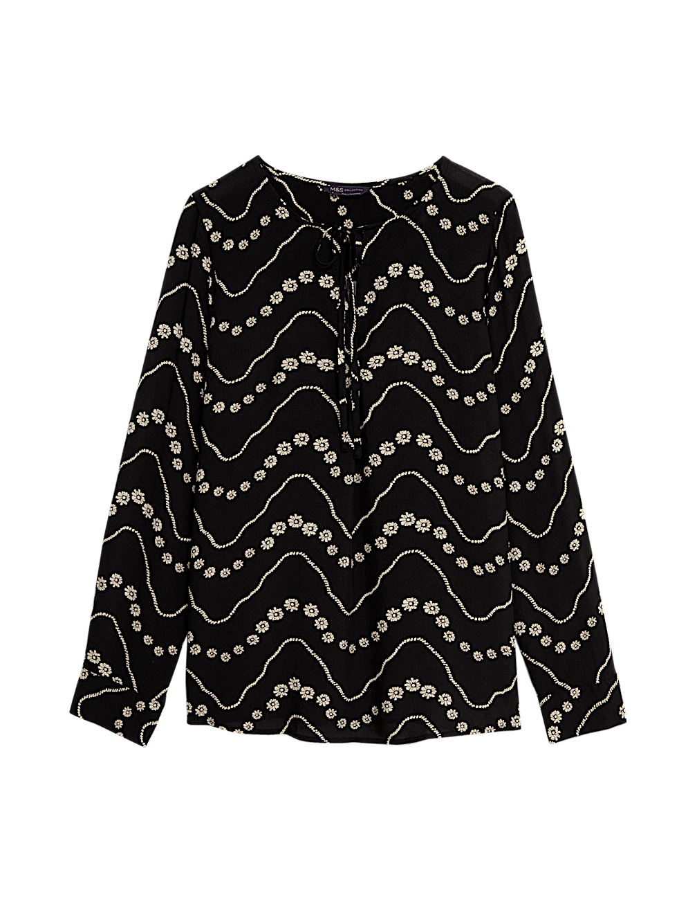 Printed Tie Neck Blouse