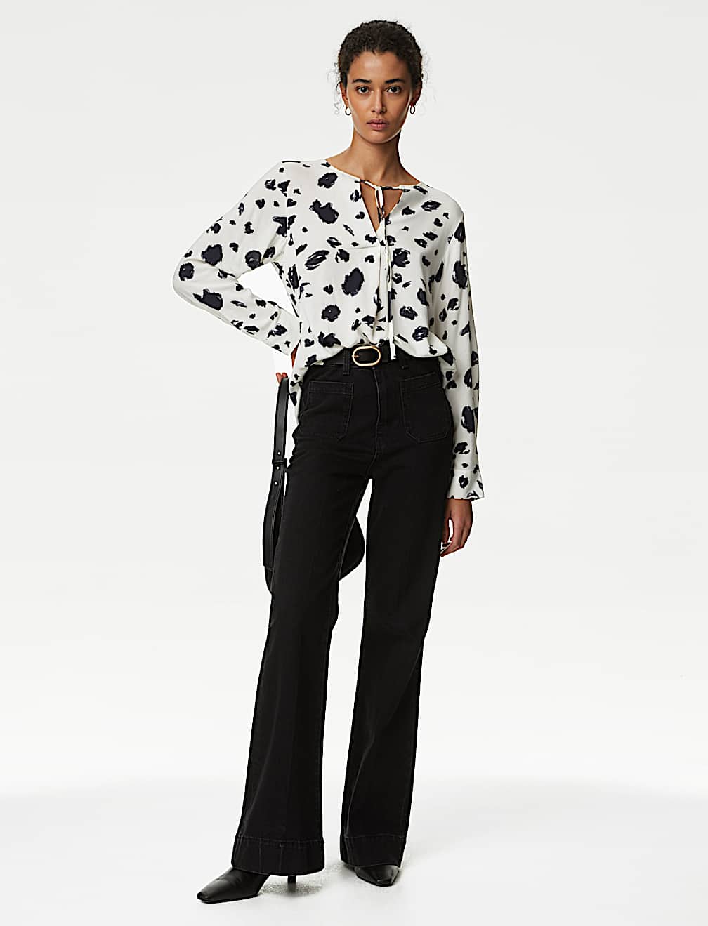 Printed Tie Neck Blouse