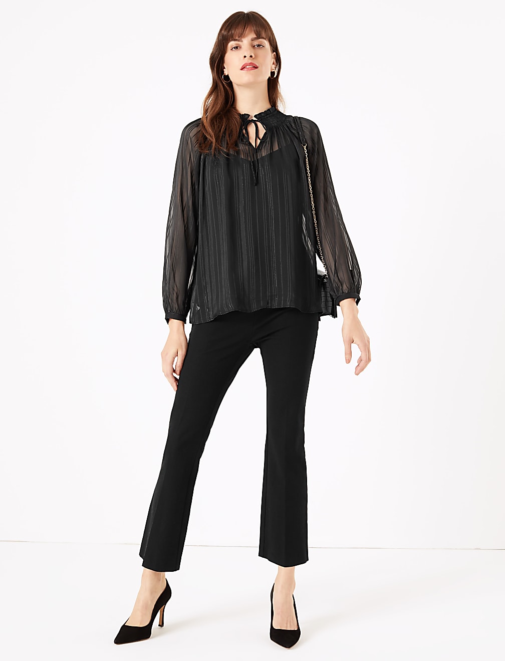 Glittery Striped Smock Blouse