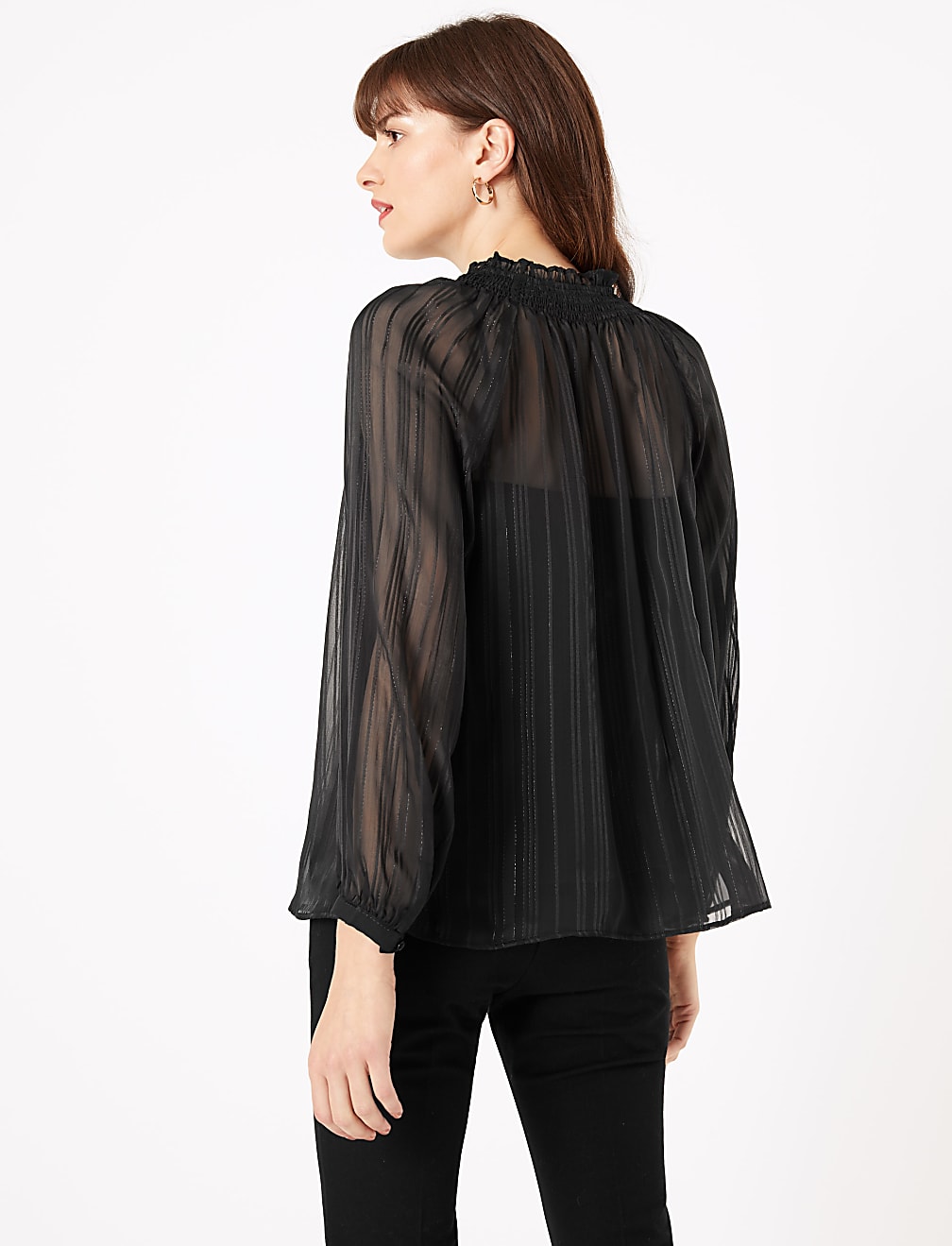 Glittery Striped Smock Blouse