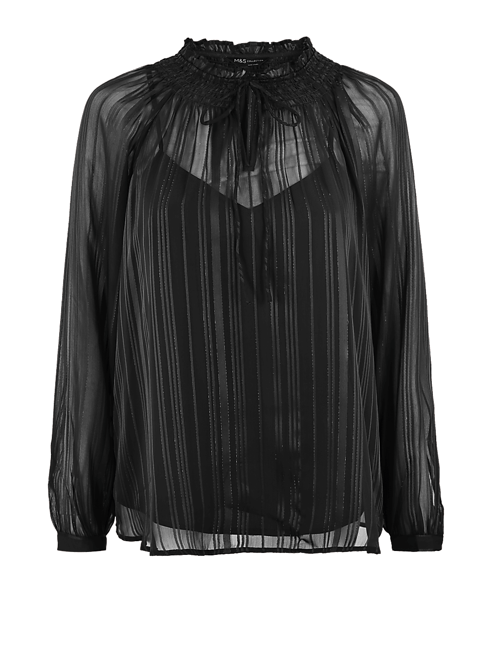 Glittery Striped Smock Blouse