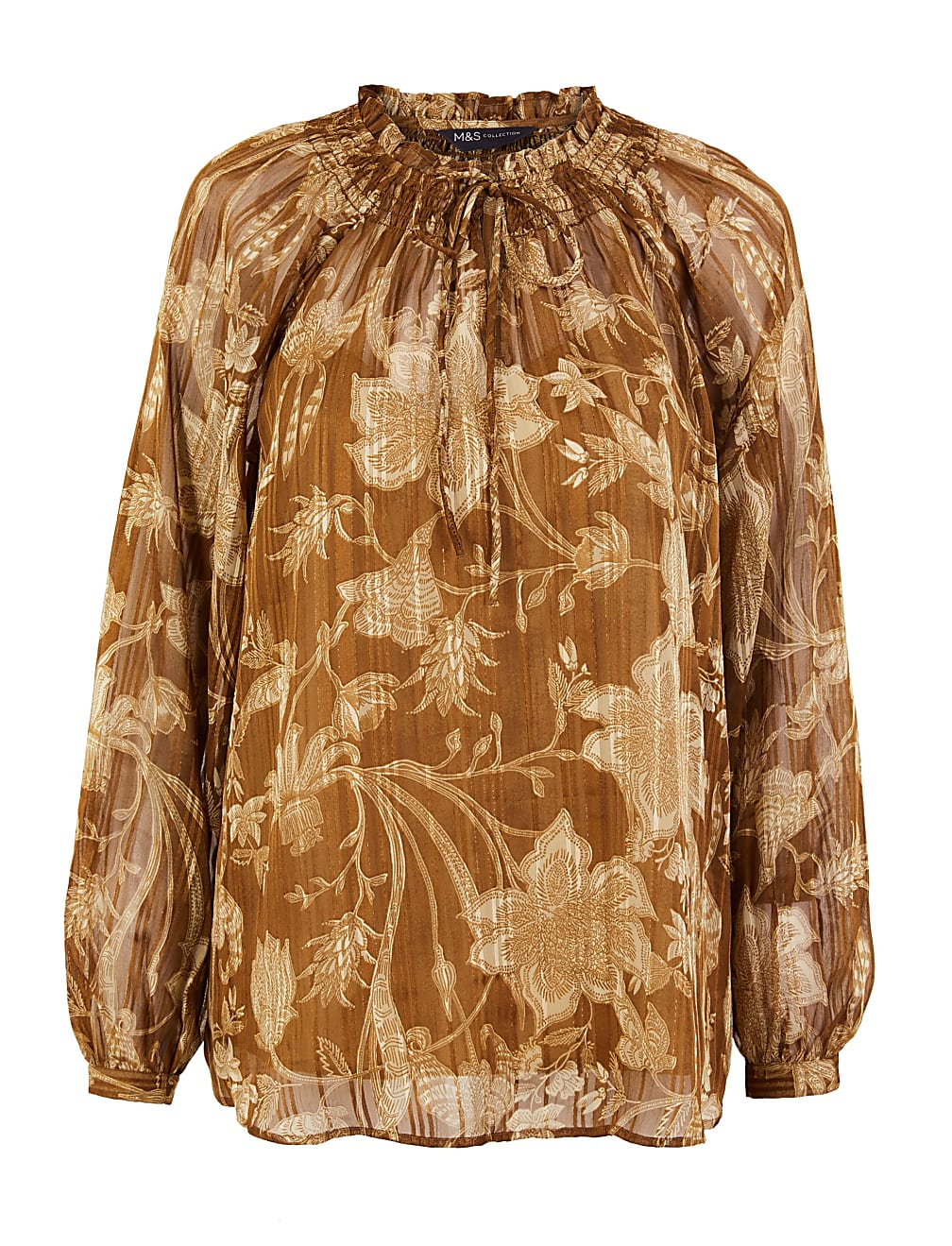 Floral Print Smocked Neck Blouse