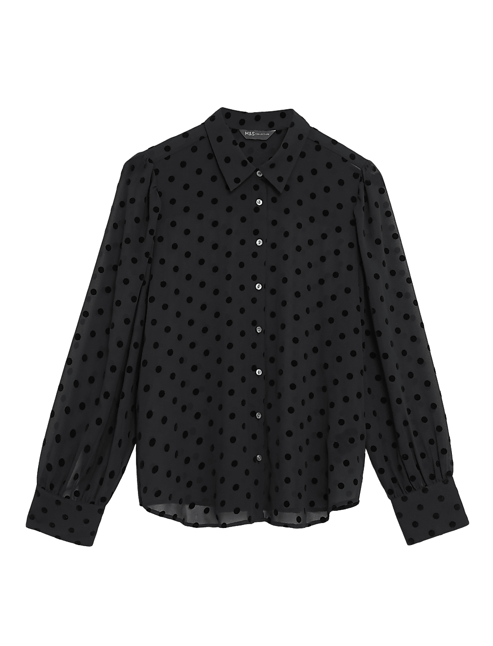 Textured Polka Dot Long Sleeve Shirt