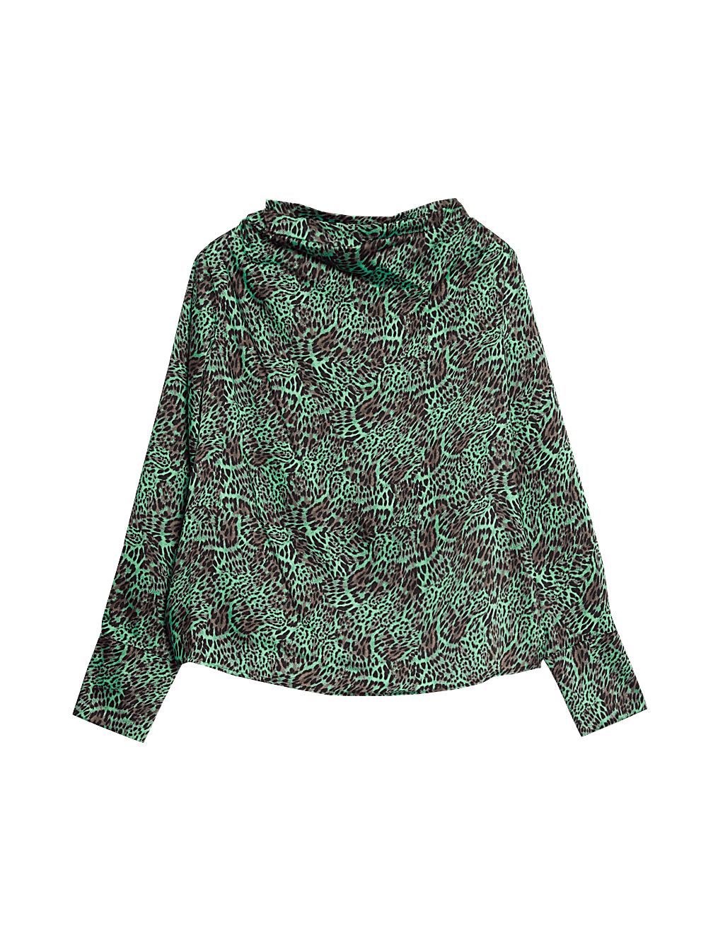 Animal Print Cowl Neck Blouse