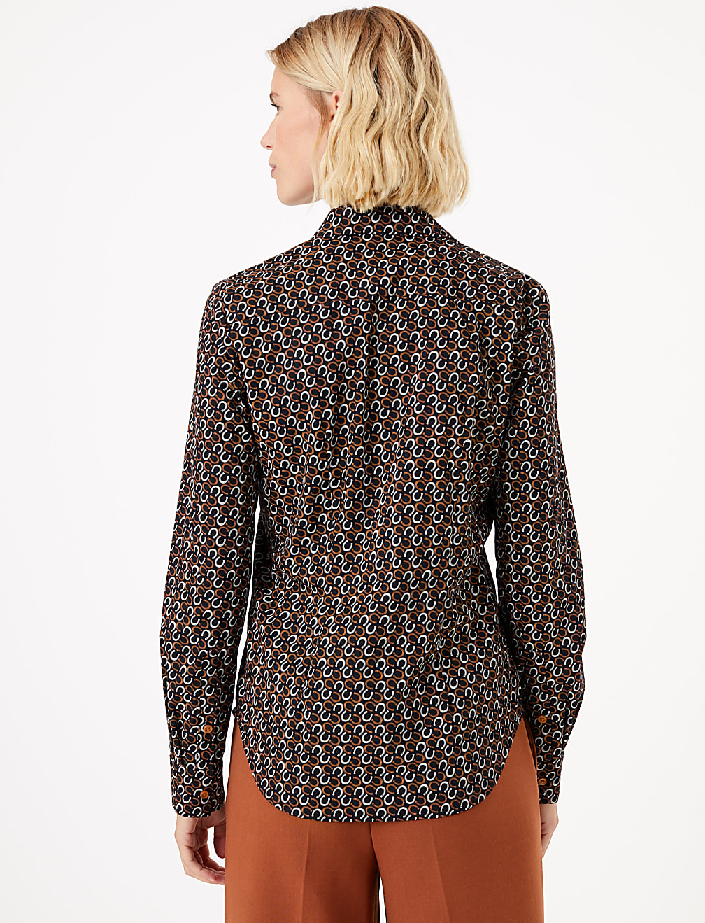 Cotton Rich Horseshoe Print Slim Fit Shirt