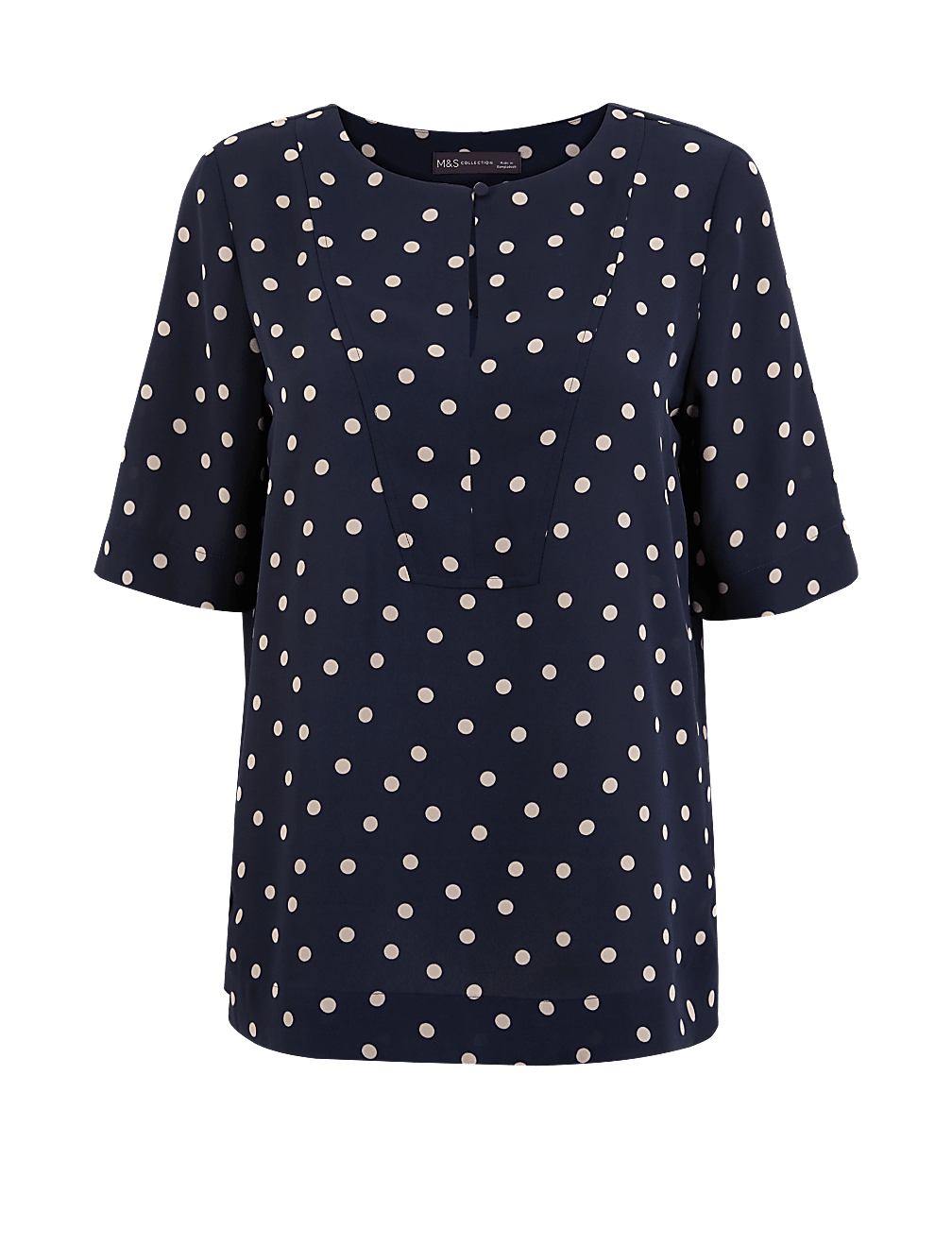 Polka Dot Bib Front Blouse