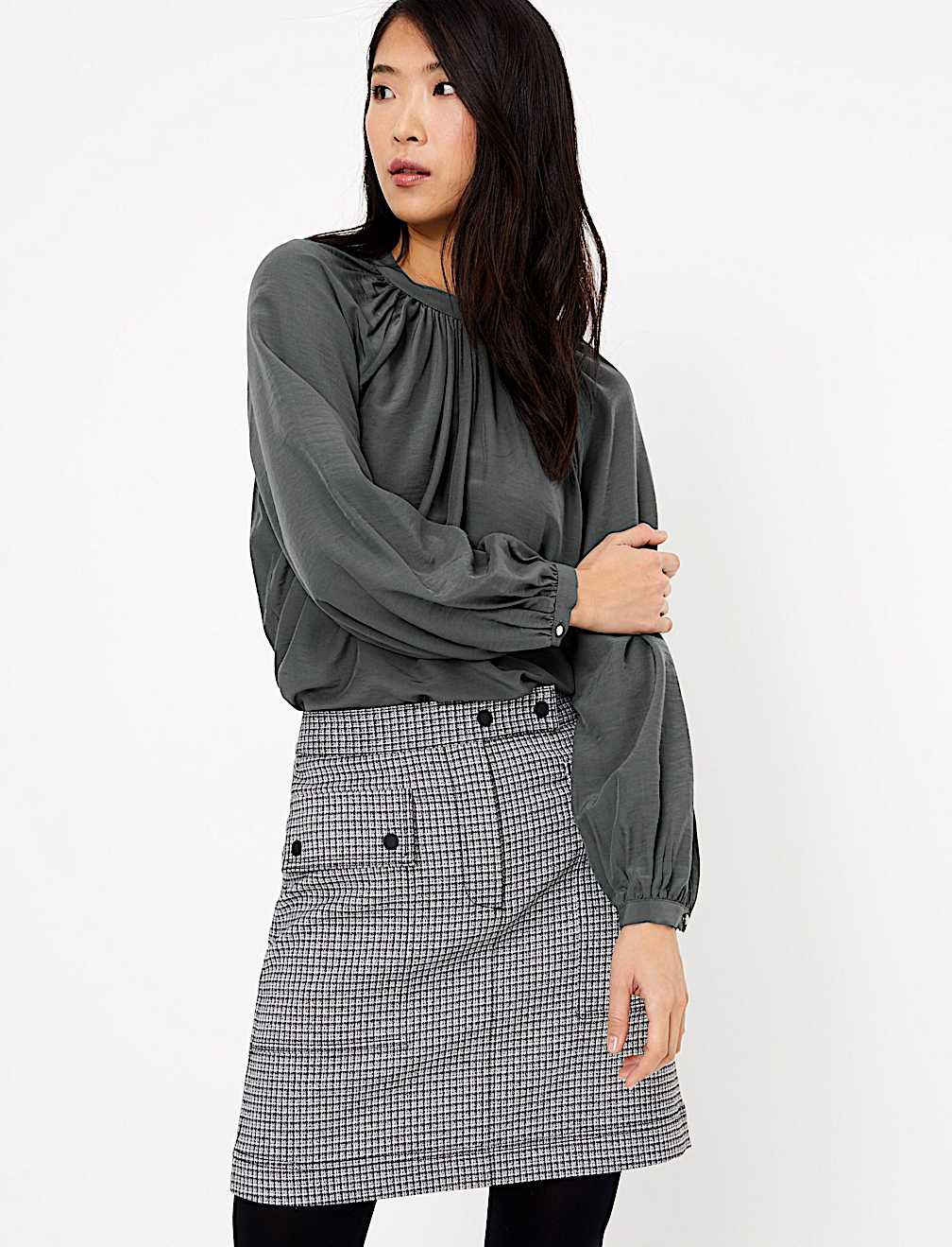 Gathered High Neck Blouse