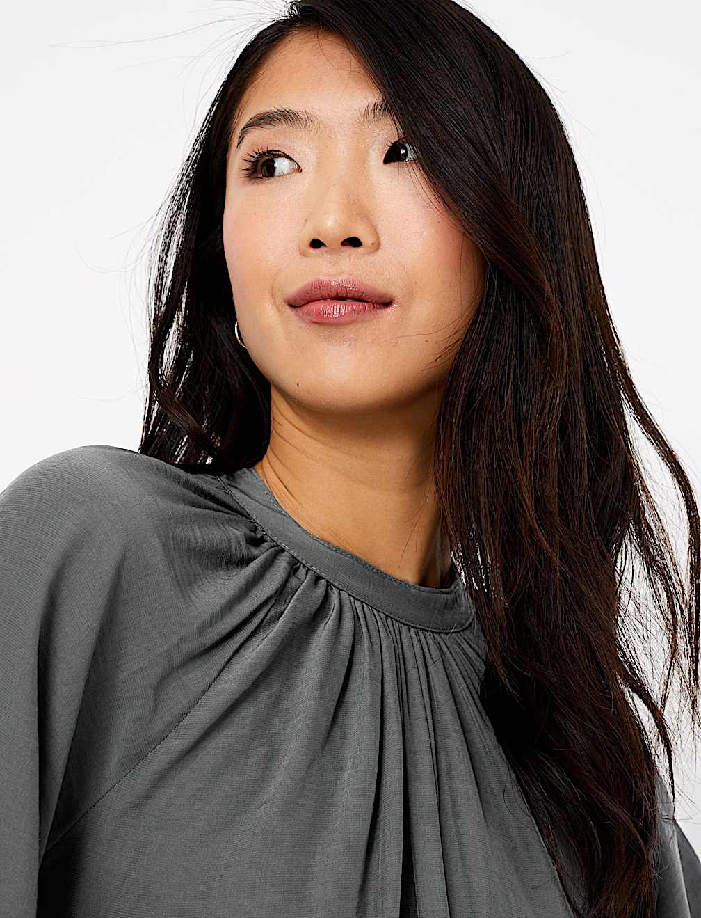 Gathered High Neck Blouse