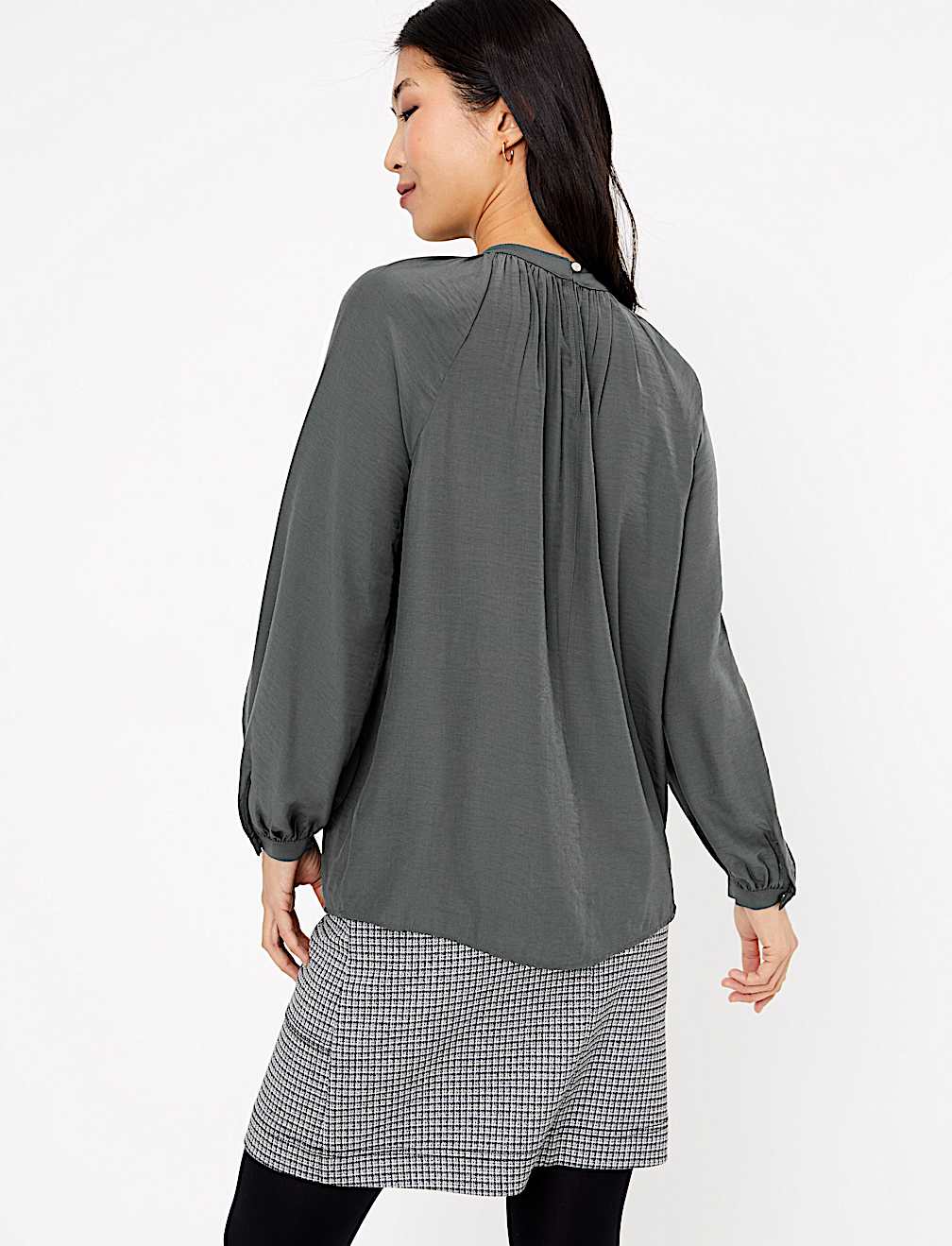 Gathered High Neck Blouse