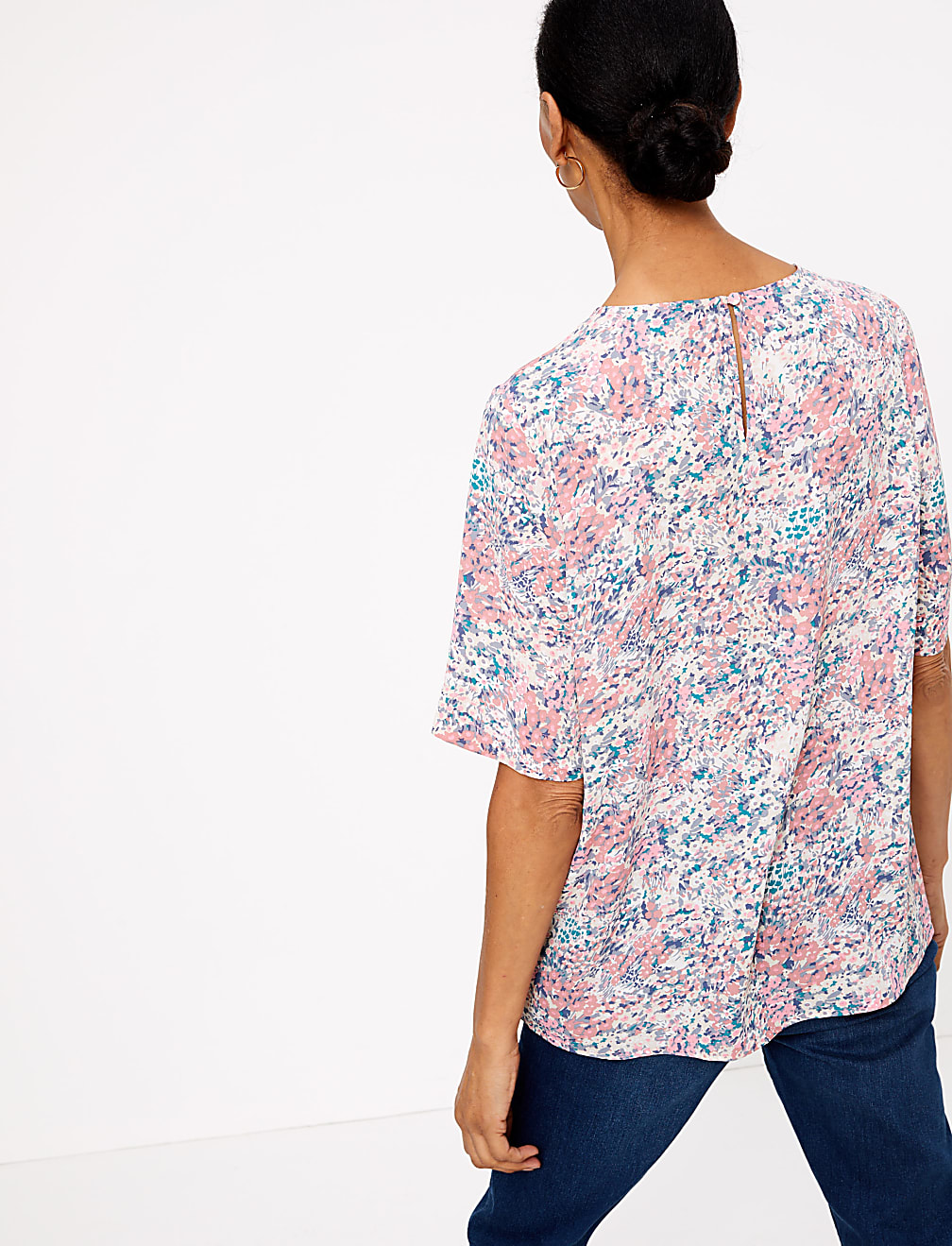 Floral Woven Pleat Front Top