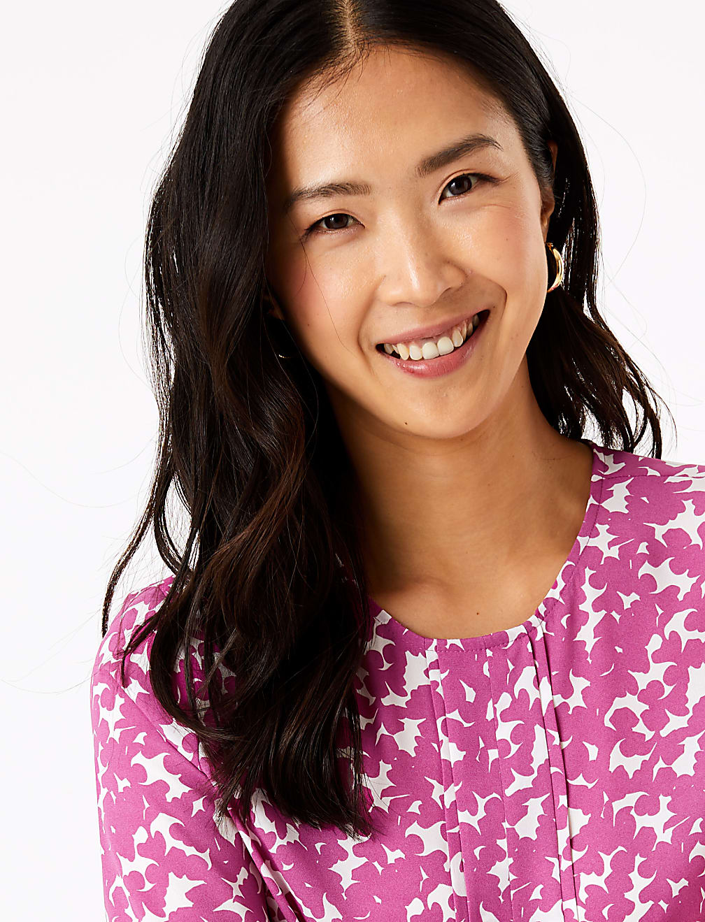 Floral Pleat Front Woven Blouse