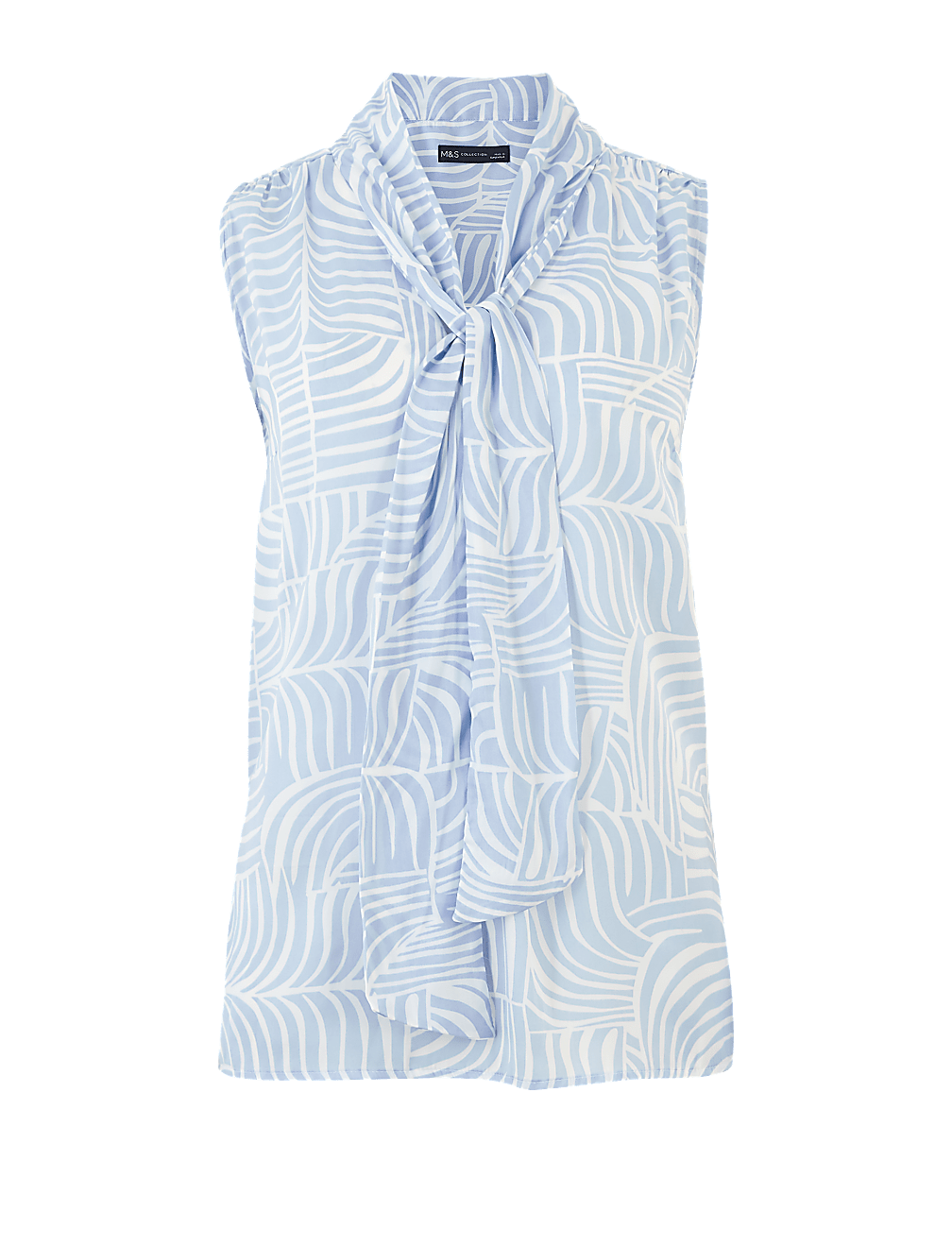 Printed Tie Neck Sleeveless Shell Top