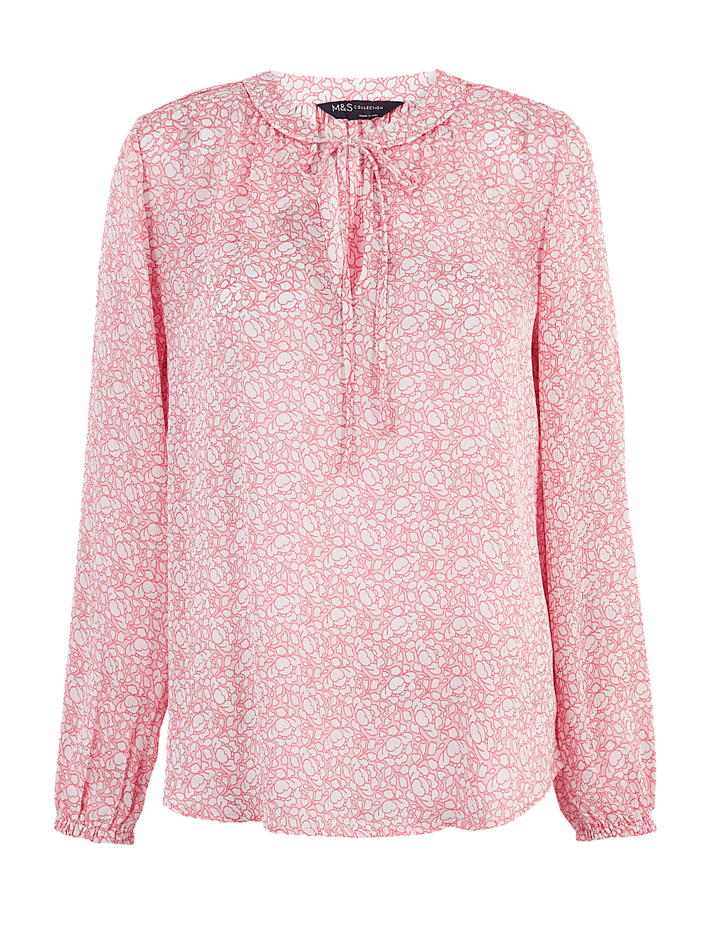 Ditsy Floral Tie Neck Blouson Sleeve Blouse
