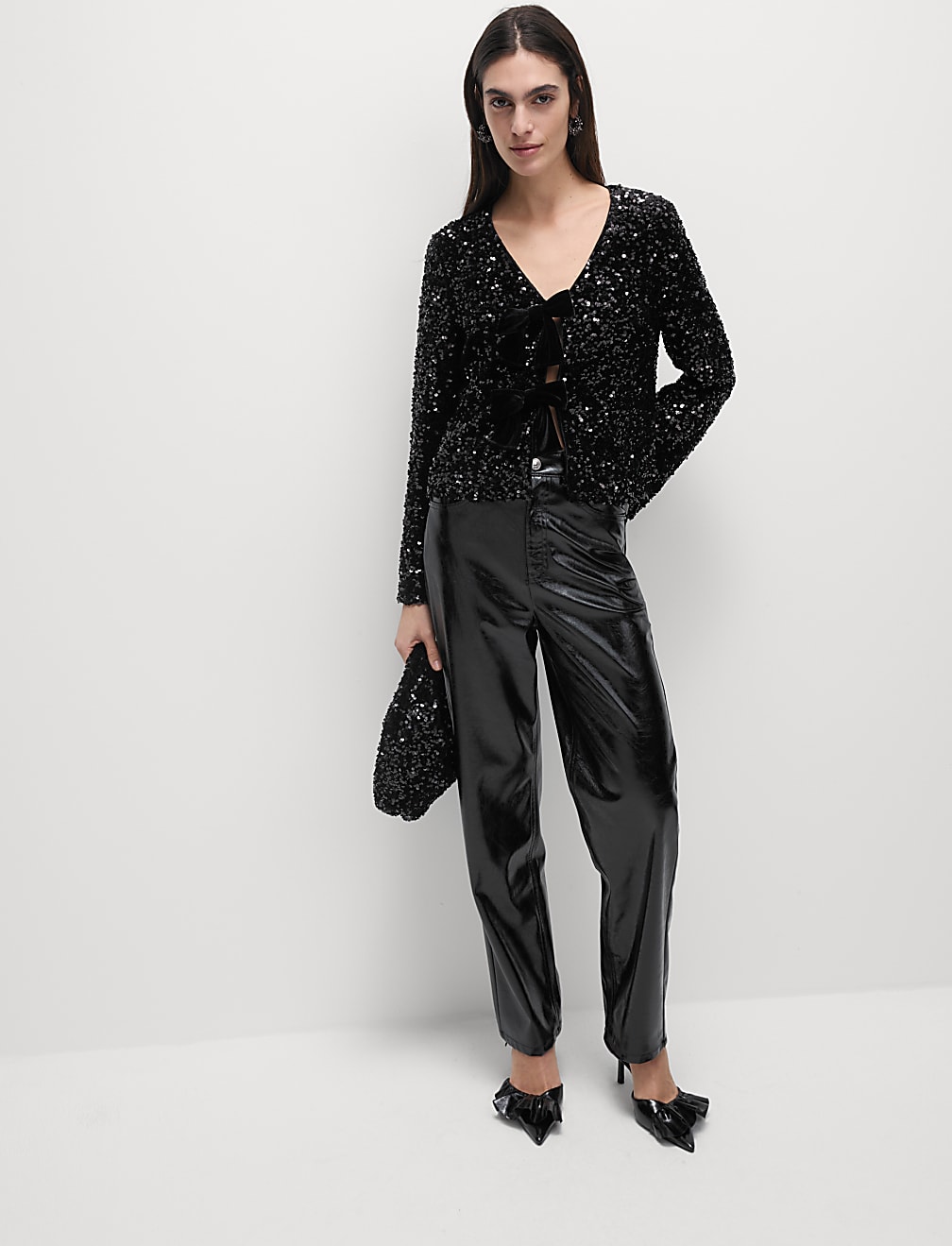 Sequin V-Neck Blouse