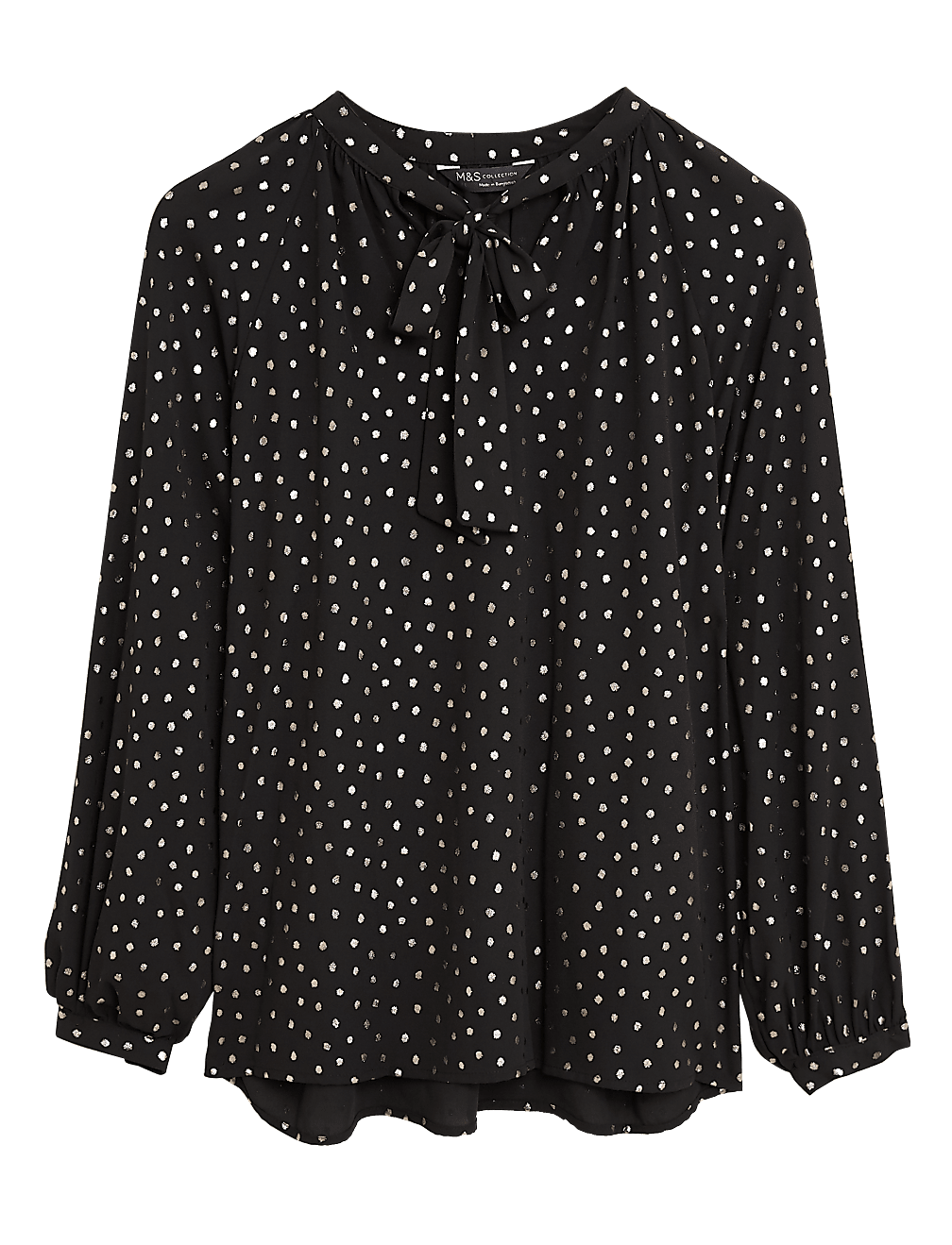 Metallic Polka Dot Long Sleeve Blouse