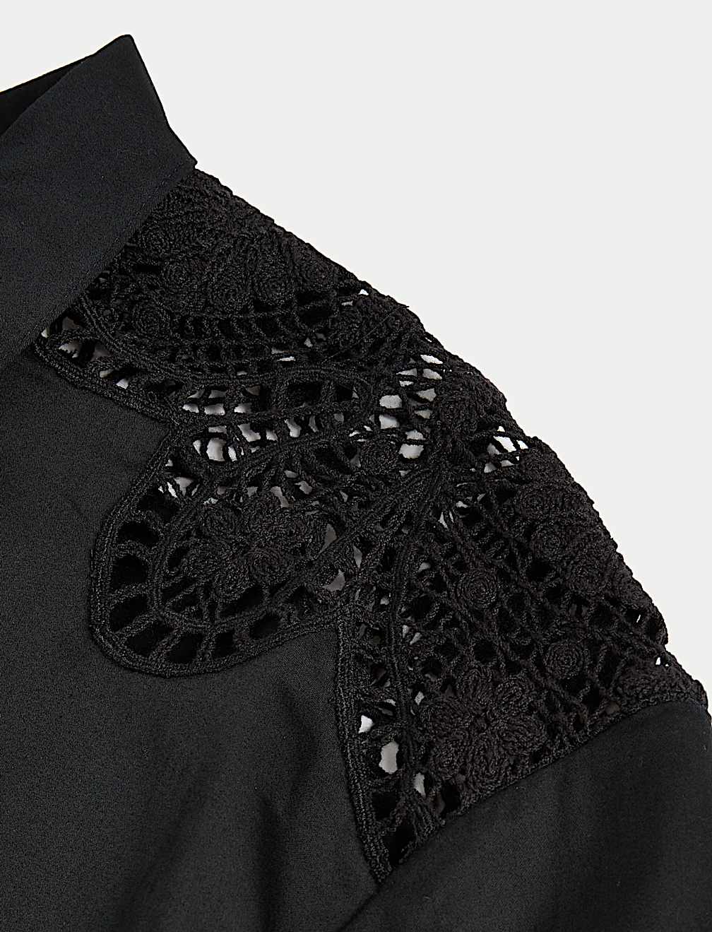 Pure Cotton Cutwork Detail Cropped Shirt