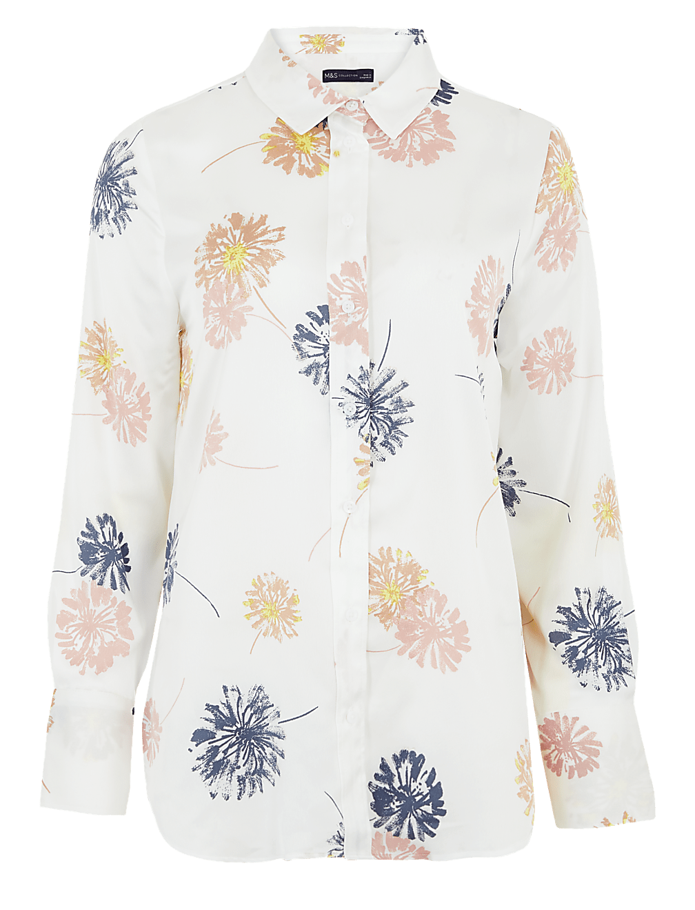 Satin Dandelion Print Long Sleeve Shirt
