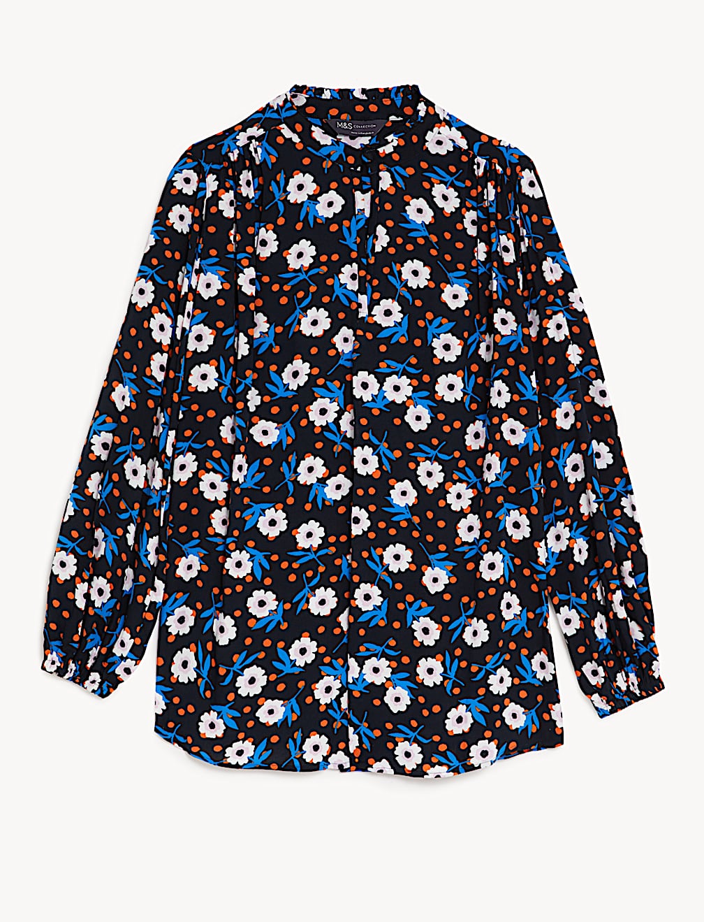 Printed V-Neck Longline Blouse