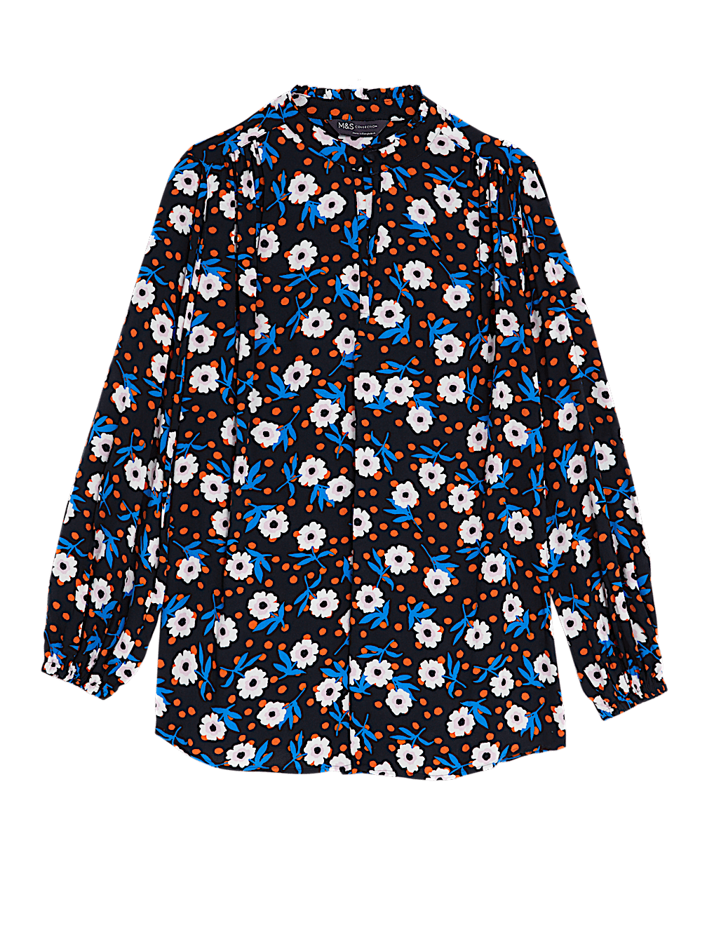 Printed V-Neck Longline Blouse