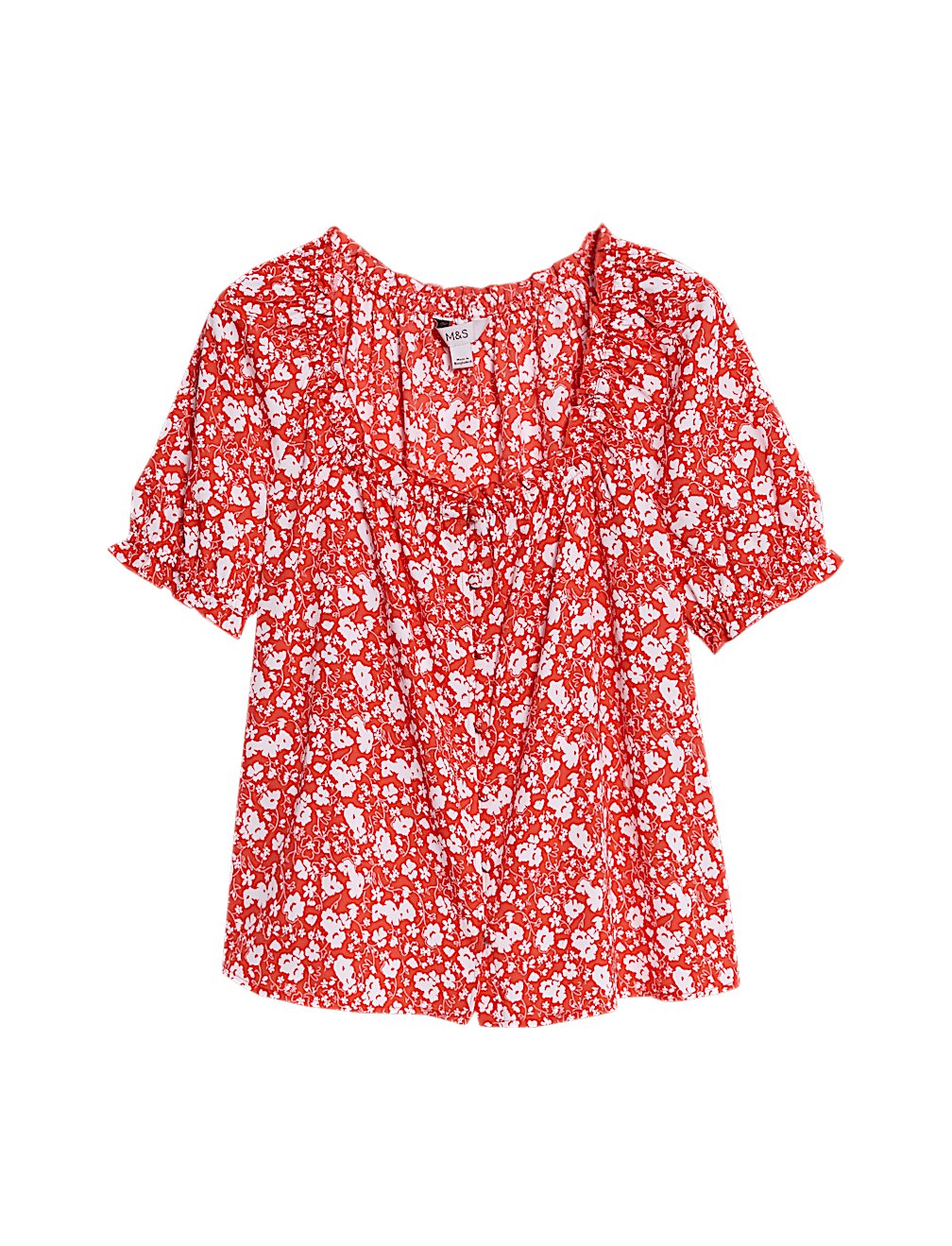 Printed Square Neck Puff Sleeve Blouse