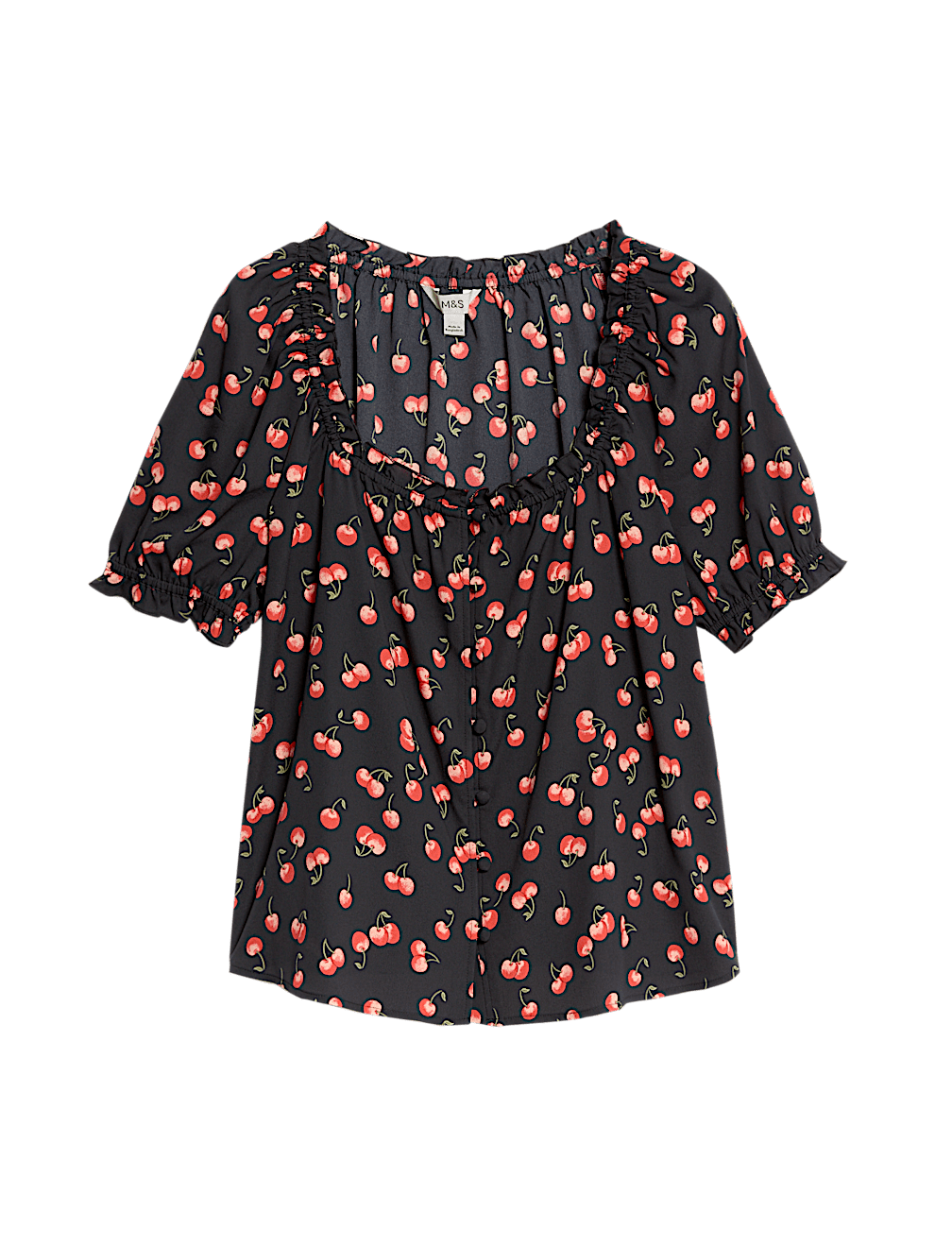 Printed Square Neck Puff Sleeve Blouse