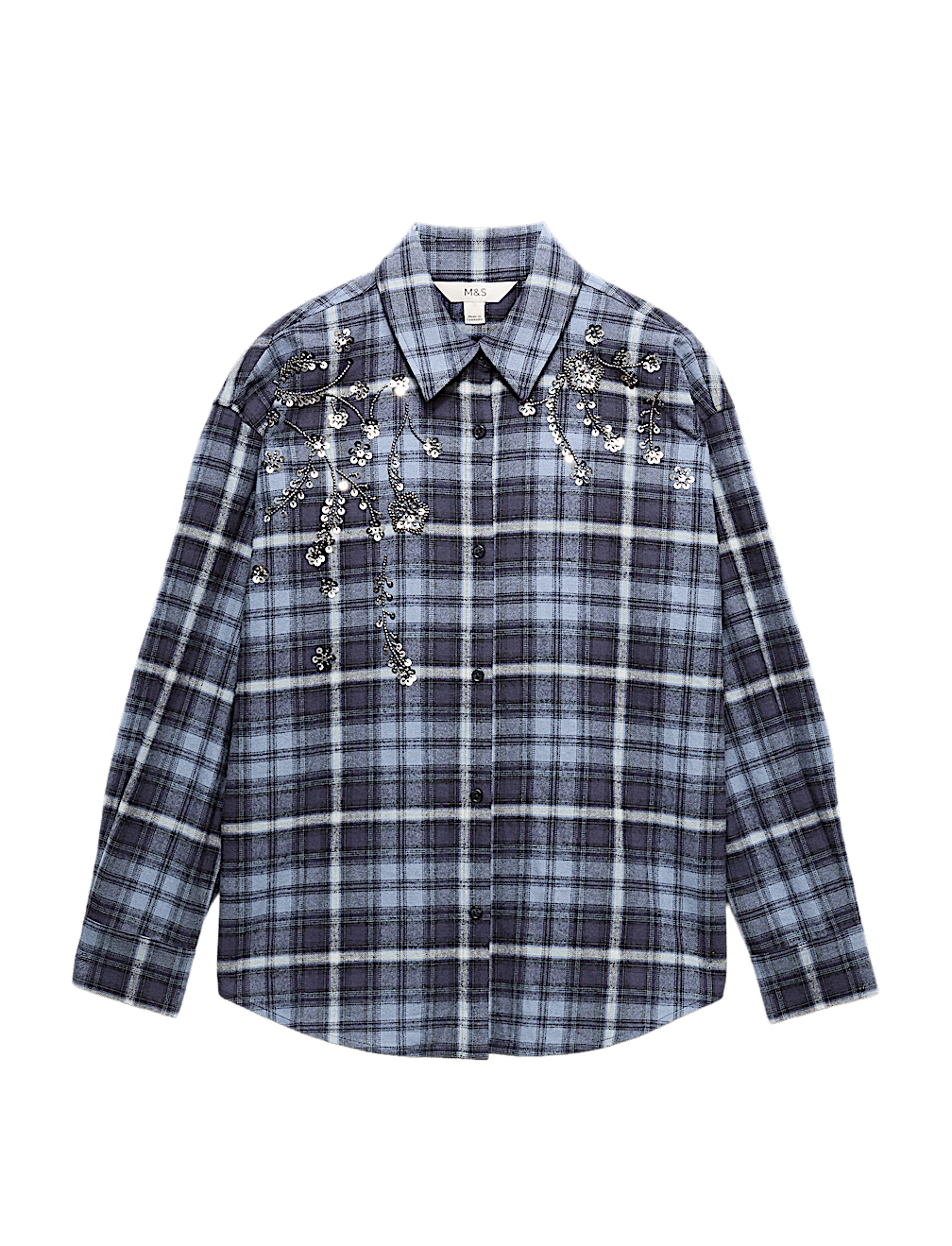 Pure Cotton Embellished Checked Shirt