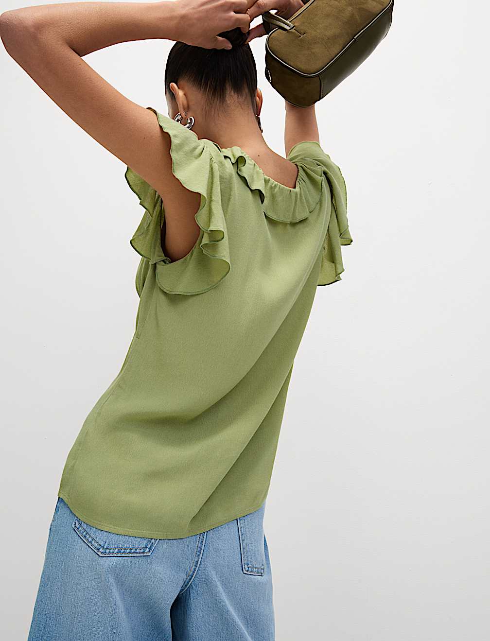 Frill Detail V Neck Top