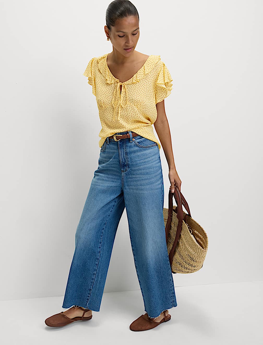 Polka Dot Frill Detail Top