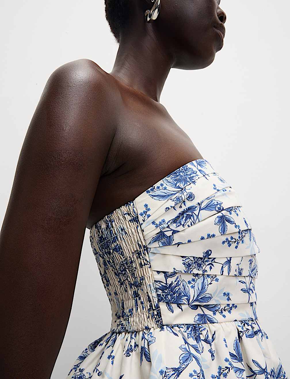Pure Cotton Floral Bubble Hem Bandeau Top