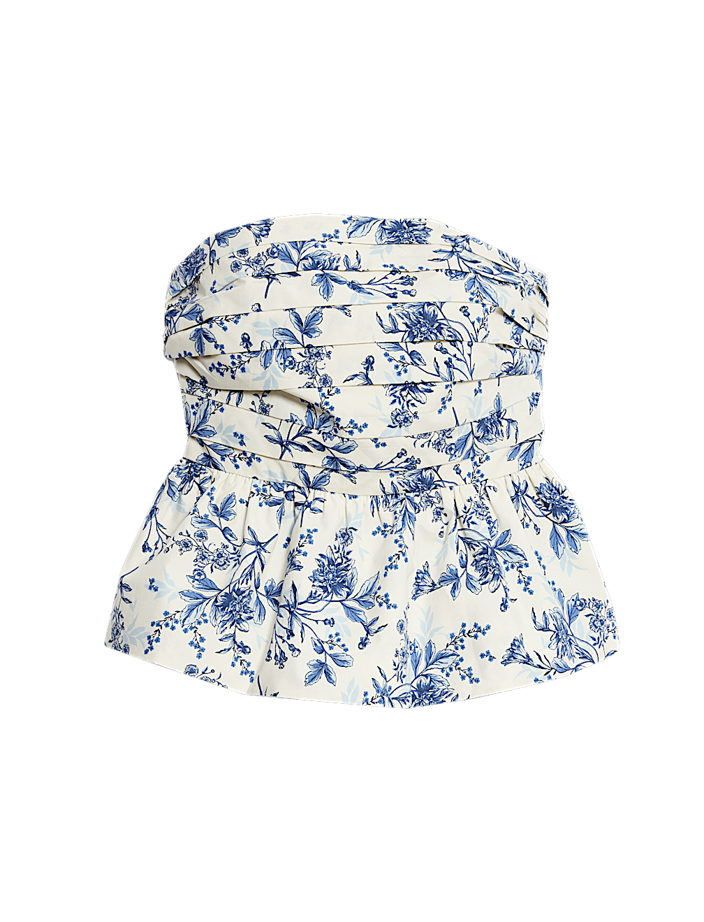 Pure Cotton Floral Bubble Hem Bandeau Top