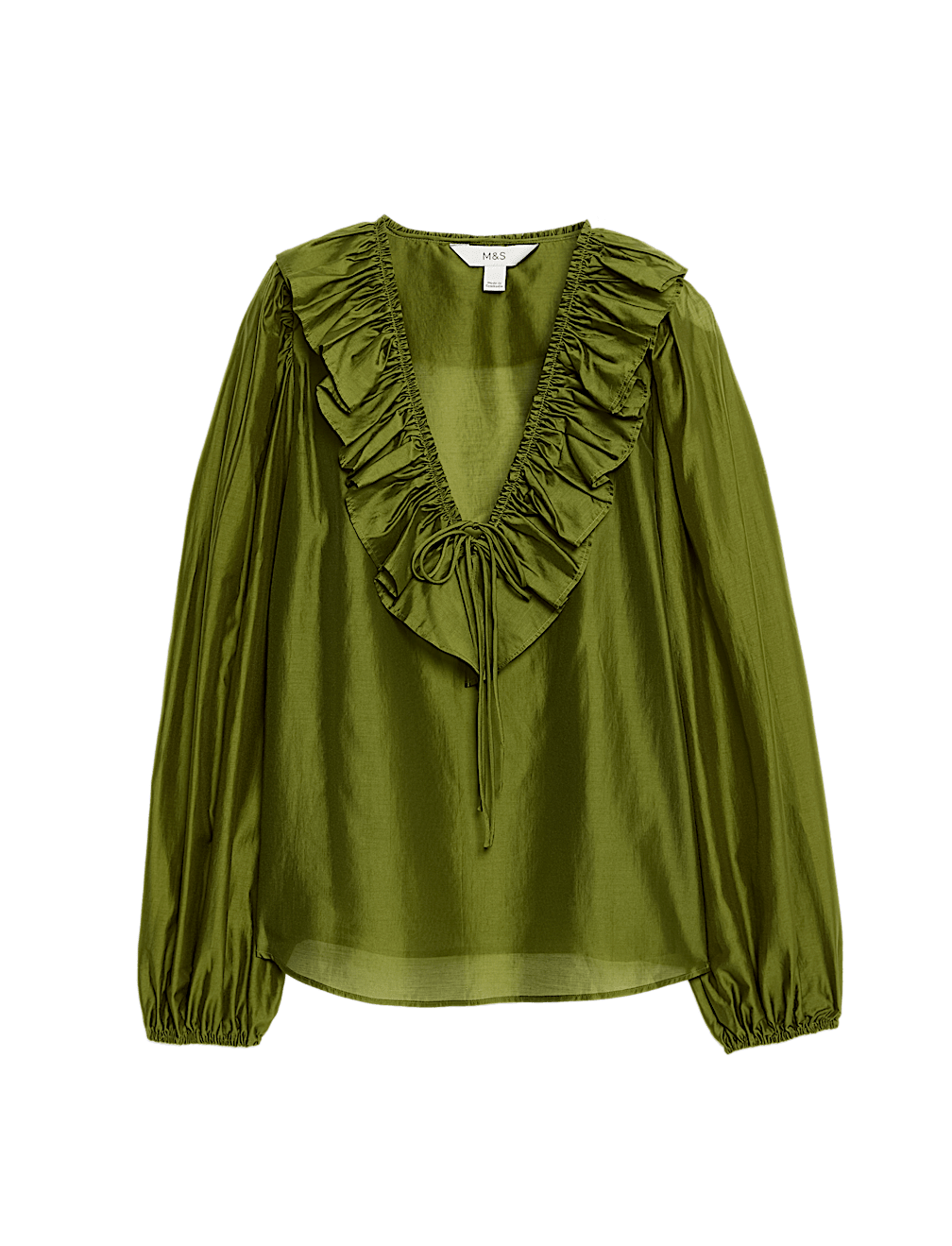 Lyocell Rich Frill Detail V-Neck Top