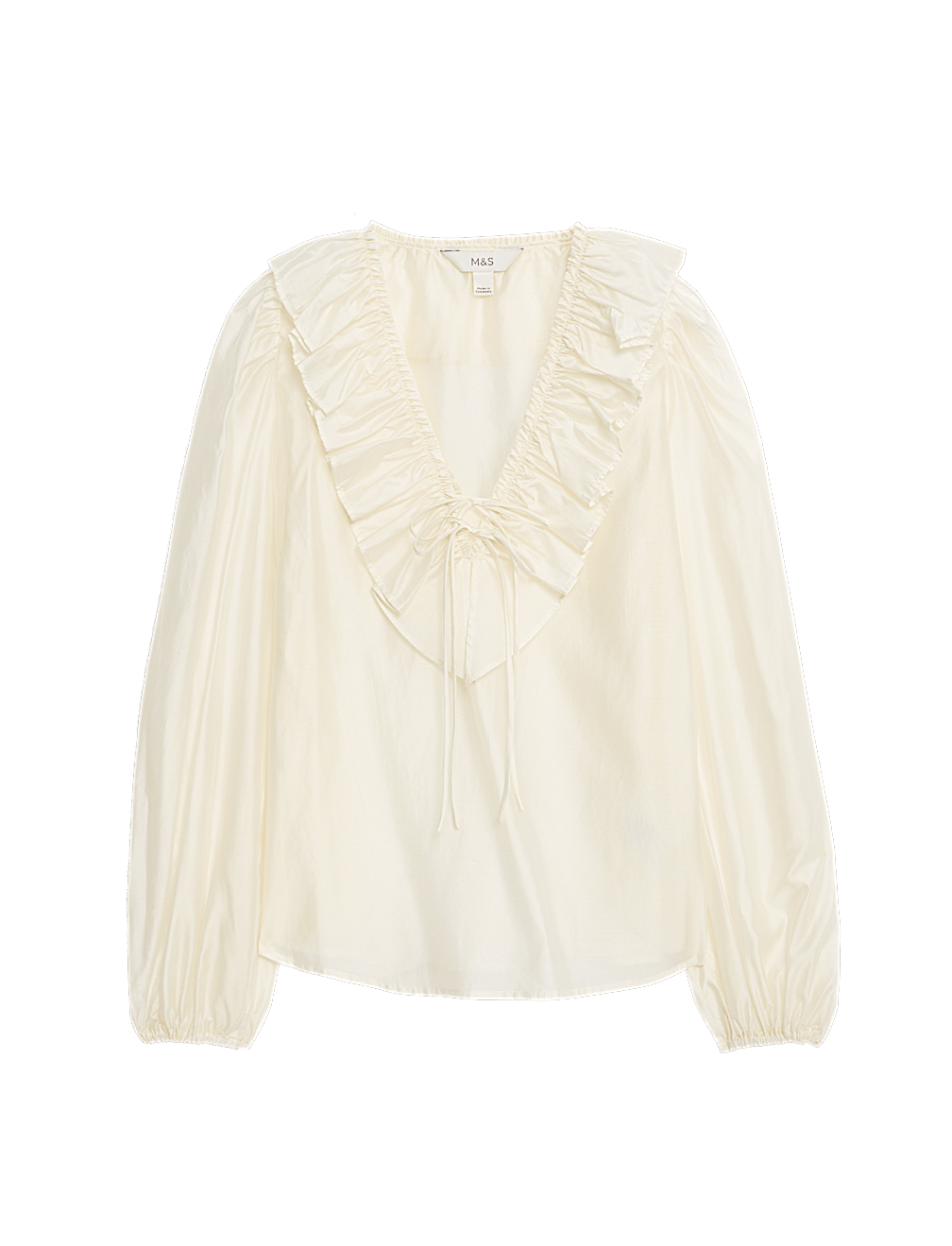 Lyocell Rich Frill Detail V-Neck Top