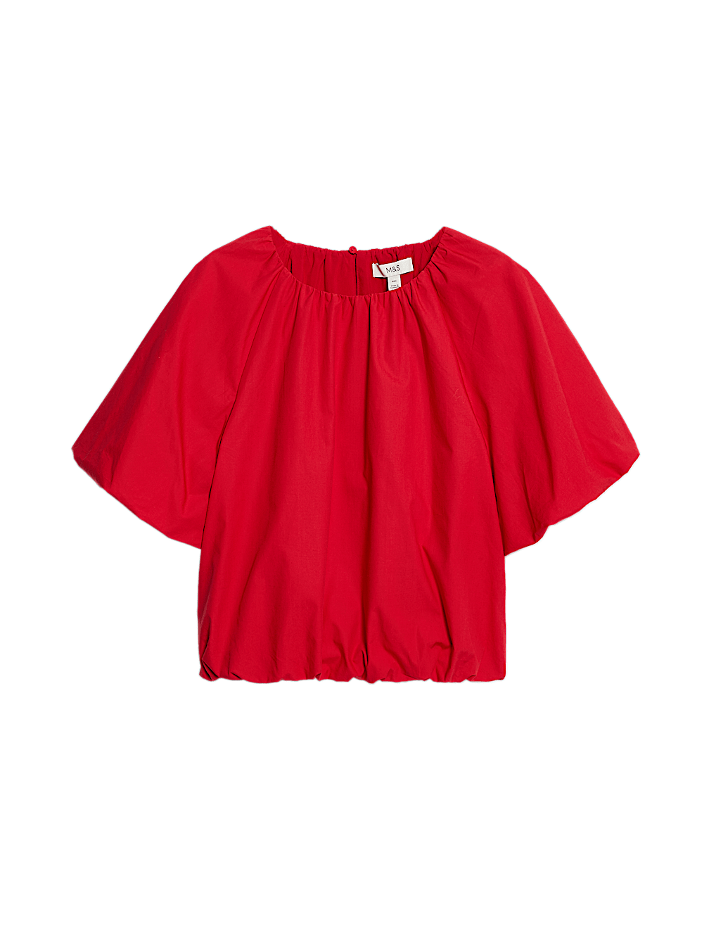 Pure Cotton Bubble Hem Puff Sleeve Top