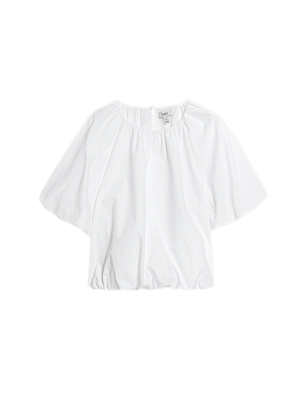 Pure Cotton Bubble Hem Puff Sleeve Top