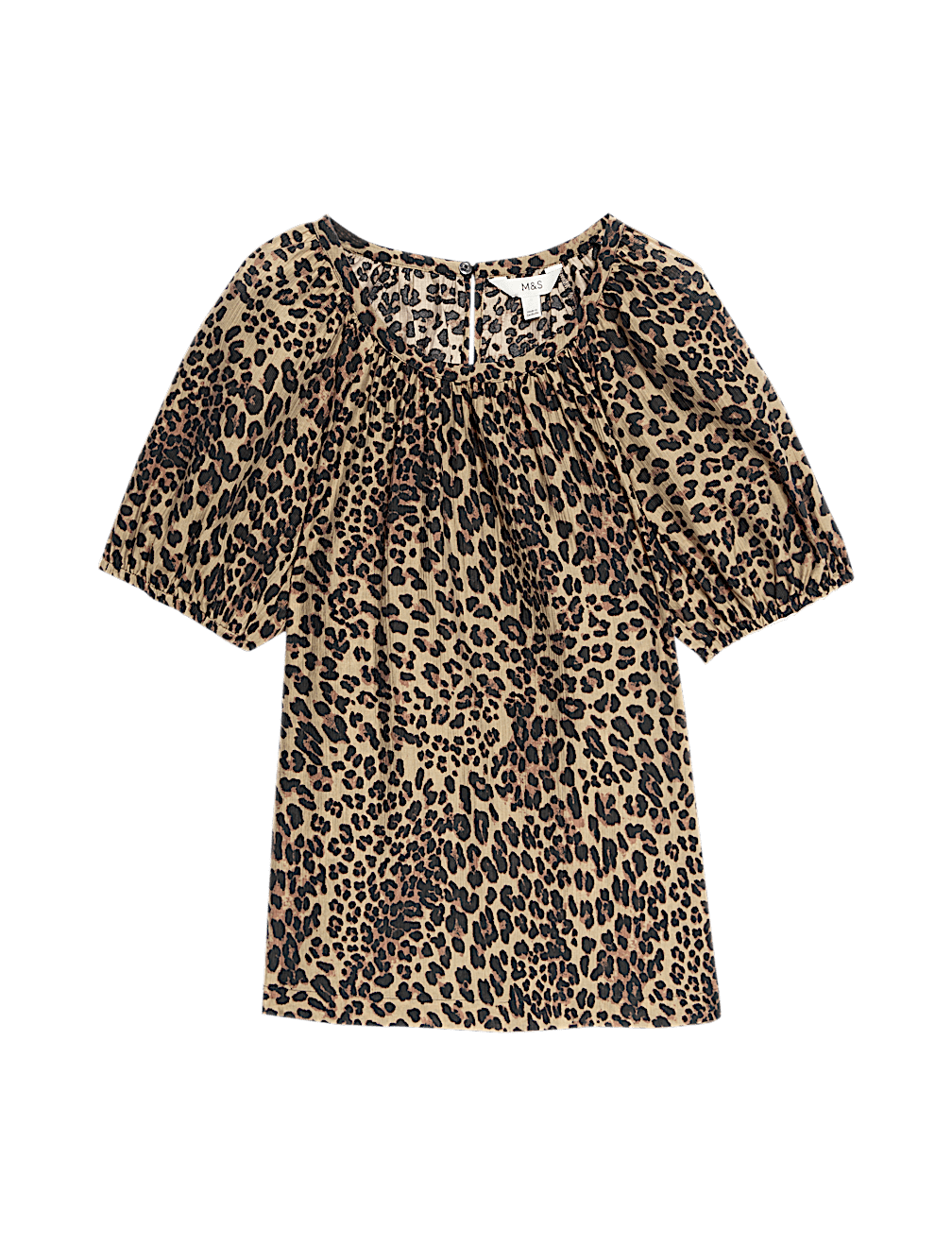 Lyocell Rich Printed Crew Neck Blouse