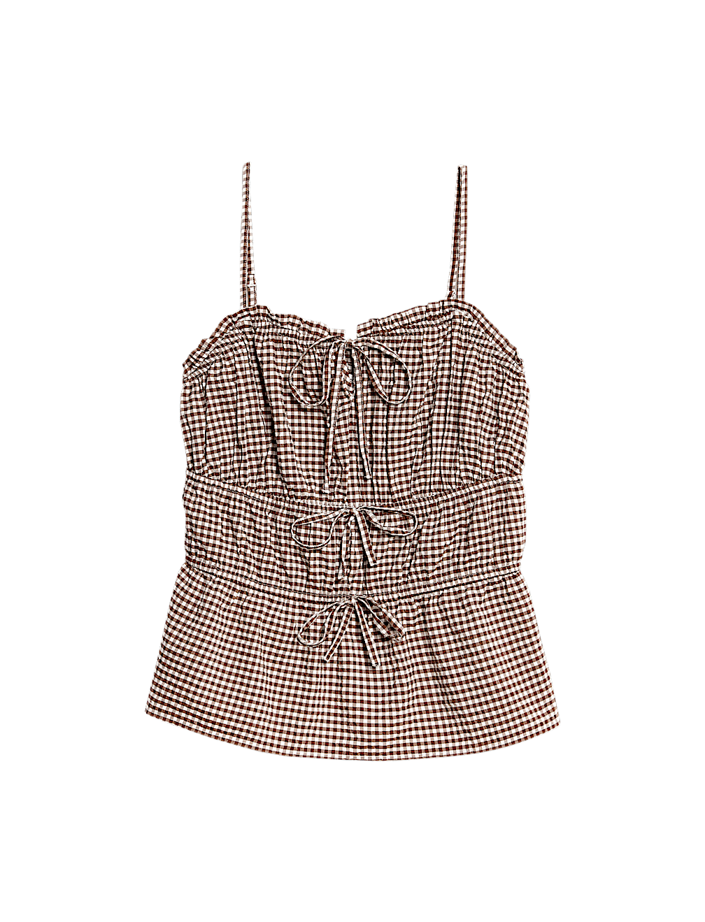 Modal Rich Gingham Tie Front Cami Top