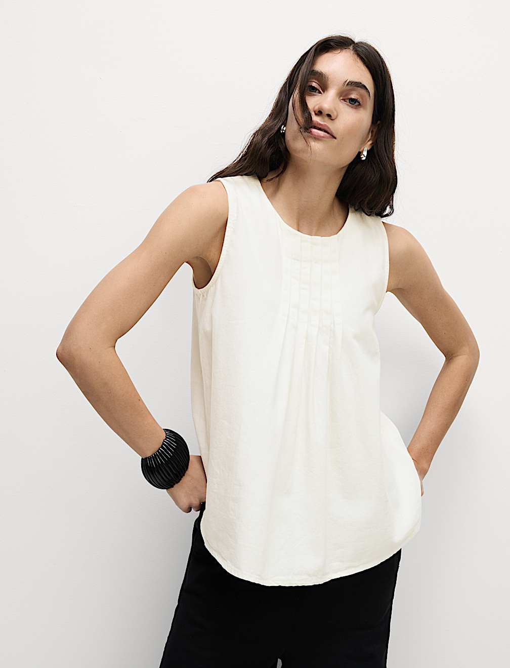 Pure Cotton Pintuck Cami Top