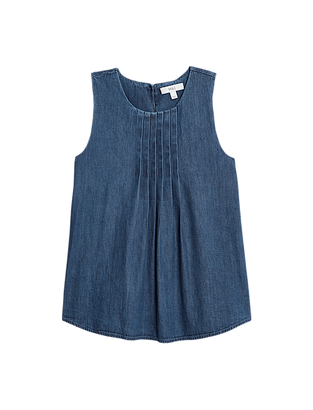Pure Cotton Denim Pintuck Cami