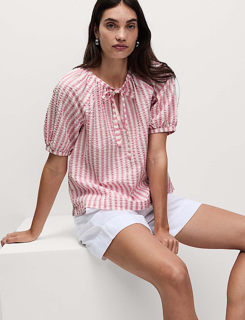 Pure Cotton Textured Striped Top