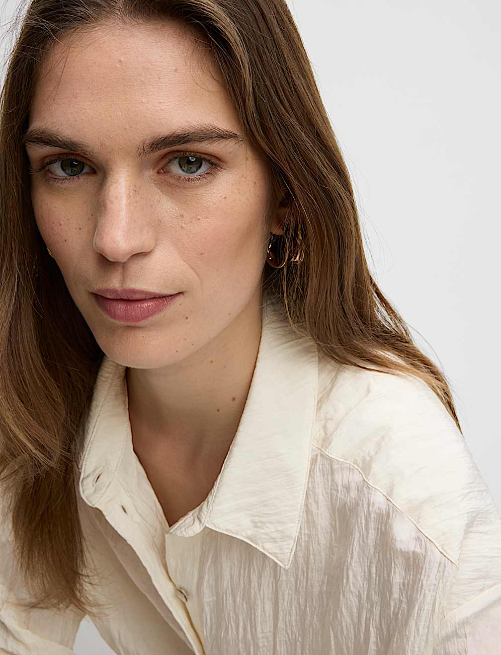 Crinkle Textured Collared Shirt