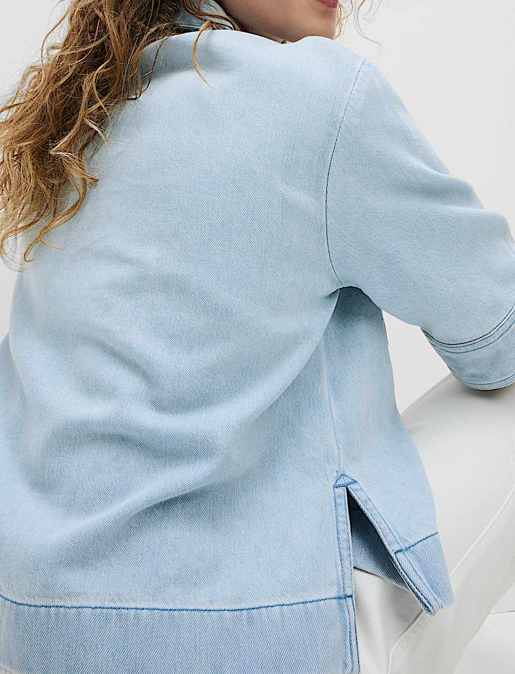 Lyocell Denim Oversized Crop Shirt