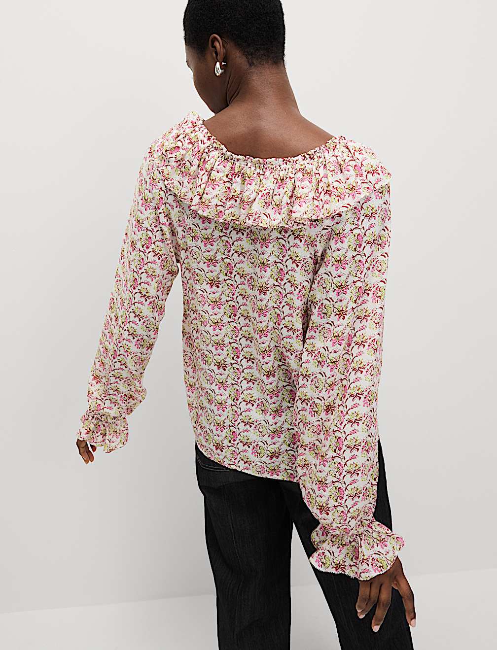 Pure Modal Floral Ruffle Blouse